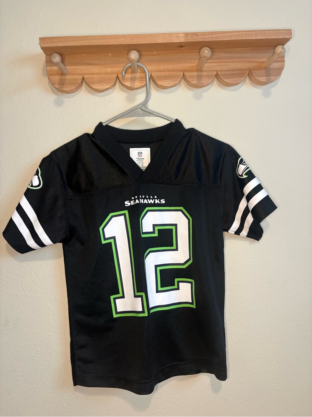 NFL Kids Seattle Seahawks #12 Black Jersey with Green & White Accents